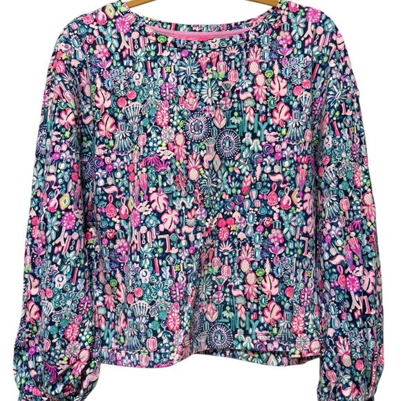 Lilly Pulitzer Kamala Long Sleeve Sweatshirt "Low Tide Navy Jewelry" Large - Picture 2 of 6